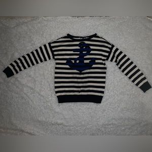 Limited Sweater Womens XS Blue and Black Anchor With Black and White strips 🥰